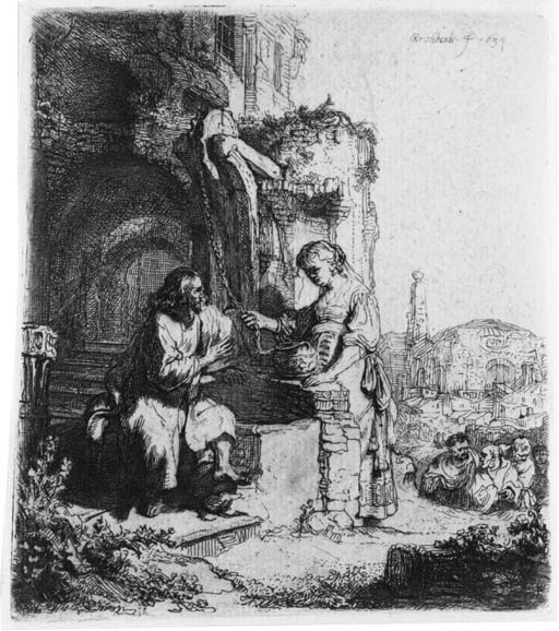 Christ and the Woman of Samaria among Ruins (B., Holl. 71; H. 122) 
