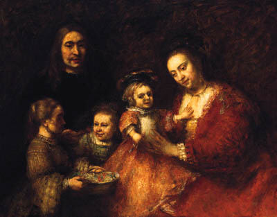 GROUP PORTRAIT OF A HUSBAND AND WIFE WITH THREE CHILDREN 
