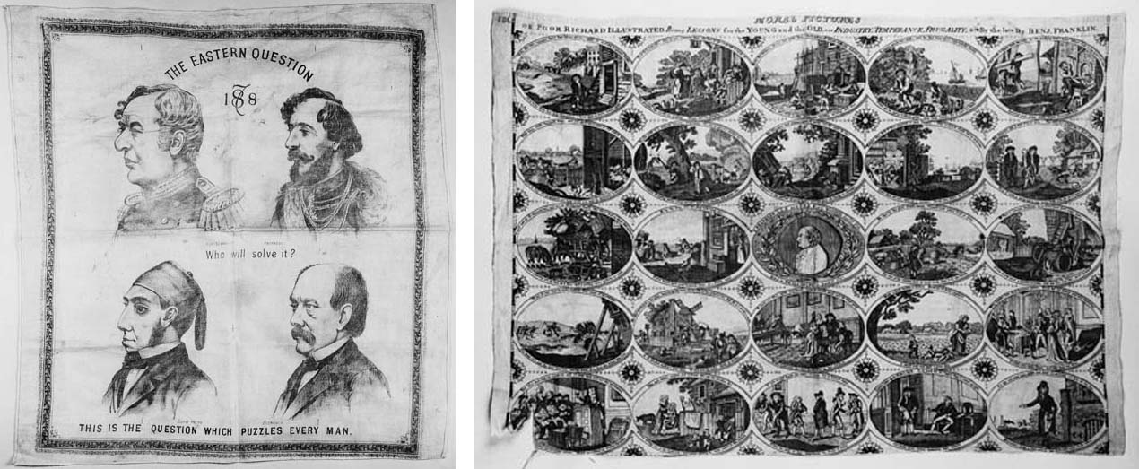 "The Eastern Question 1878", a white cotton puzzle handkerchief printed