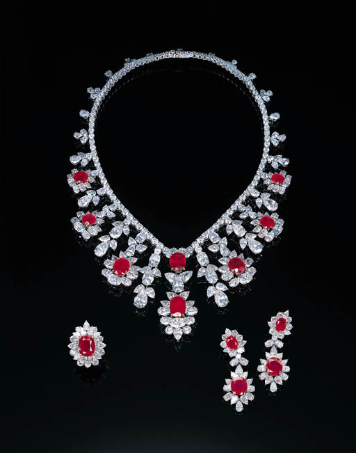 A SUITE OF IMPRESSIVE RUBY AND DIAMOND JEWELLERY, BY ASPREY