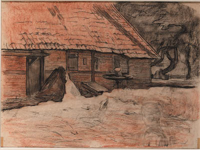 Side view of a farmbuilding in Winterwijk 
