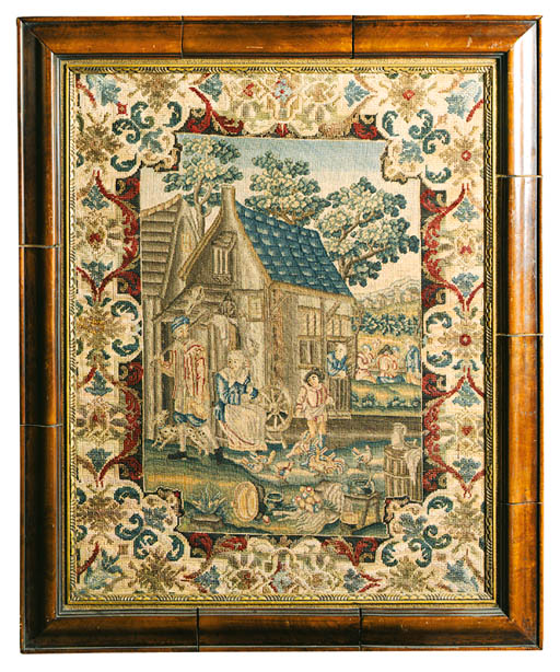 A FRENCH WOOL AND SILK NEEDLEWORK PICTURE