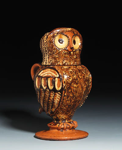 Owl 様の専用品です。 THE FITWELL BRAND A Staffordshire slipware owl-jug and cover , CIRCA 1700 | Christie's
