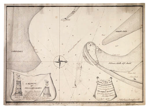 SPURN POINT LIGHTHOUSES -- A collection of three manuscript charts and ...