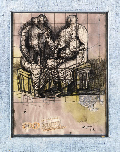 Page from the Rescue Sketchbook 1944: Two Seated Women with Children 
