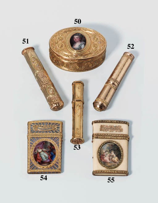 A LOUIS XV GOLD SEALINGWAX CASE , BY LOUISANTOINE HERBAULT (FL. 1722