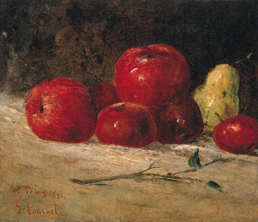 Nature morte, pommes et poires 
