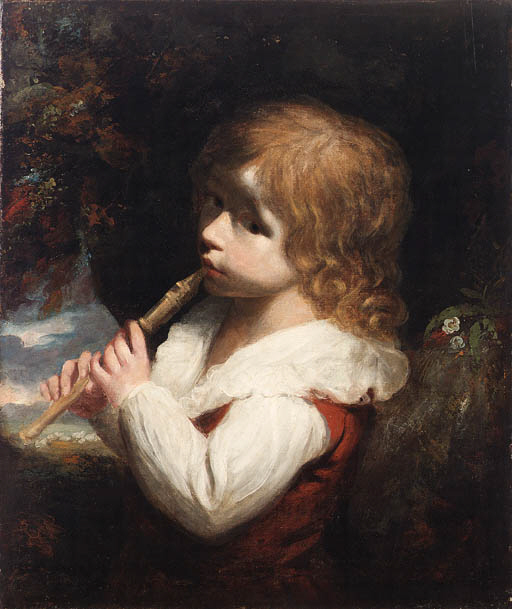 Portrait of a Boy playing a Flute 
