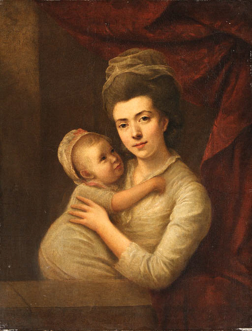 Portrait of a Mother and Child at a Casement 

