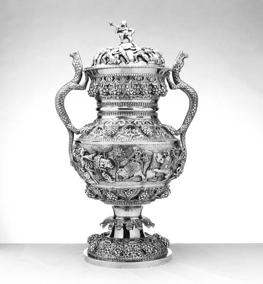 A LARGE INDIAN SILVER TWOHANDLED COVERED CUP Christie's