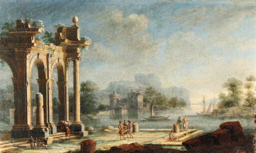 Architectural Capricci with Travellers 
