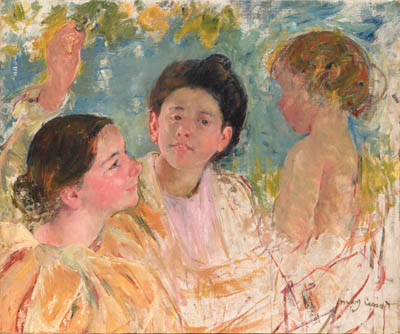Two Young Girls with a Child 
