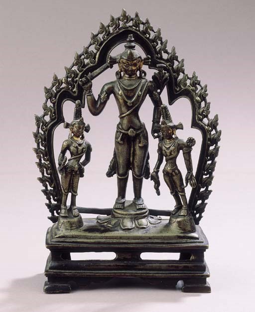 a rare west himalayan bronze triptych