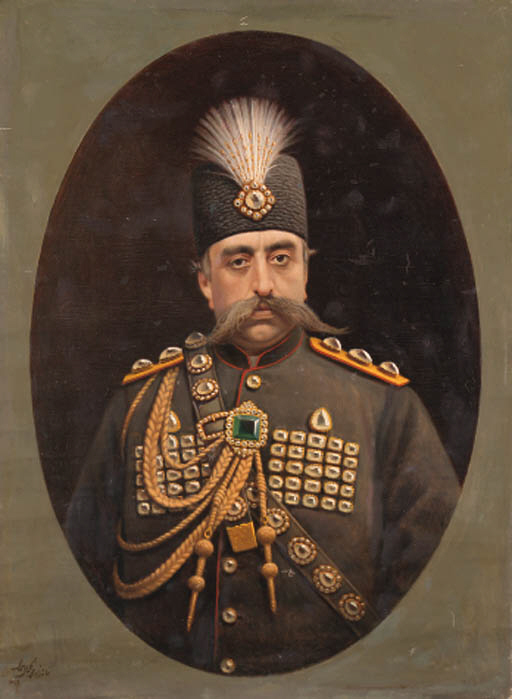 Portrait of Muzaffar alDin Shah Qajar , BY KAMAL ALMULK, QAJAR PERSIA