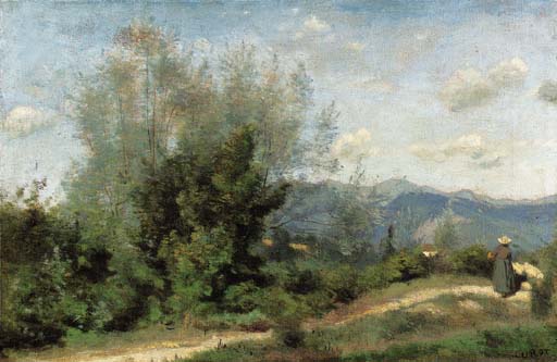 Camille Pissarro (1830-1903) , Soleil couchant à Eragny