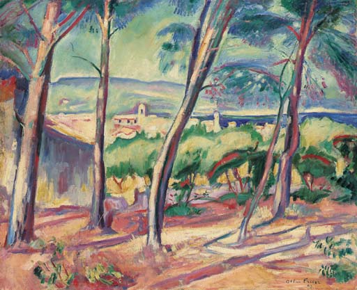 Camille Pissarro、Soleil couchant et brou Prairie avec vaches, brume, soleil couchant à Éragny