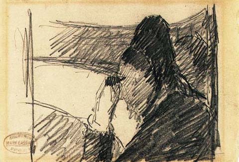 A woman in black at the opera 
