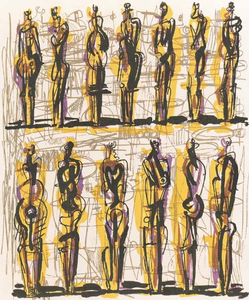 Thirteen standing Figures 
