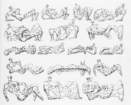 Seventeen reclining Figures 
