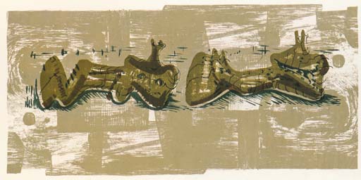 Two reclining Figures with River Background 
