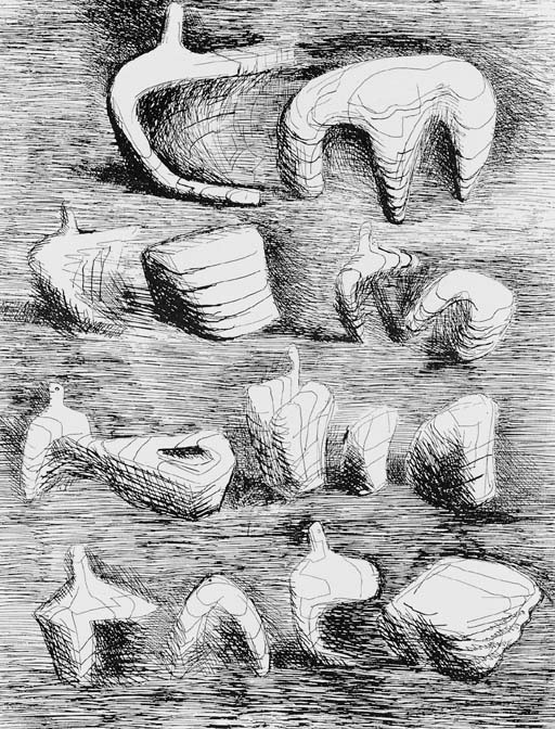 Studies for Sculpture two and three Piece reclining Figures 

