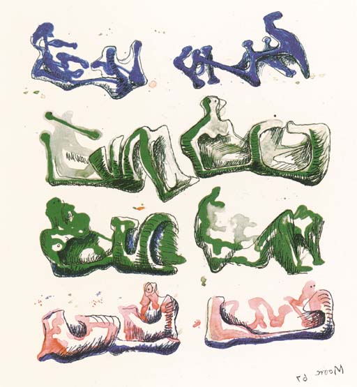 Eight reclining Figures 
