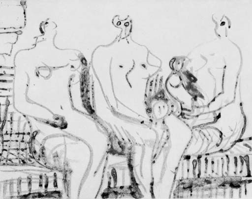 Three seated Figures 

