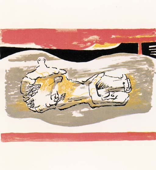 Reclining figure with red Stripes 
