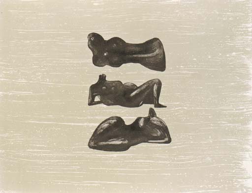 Three reclining Figures with Water Background 
