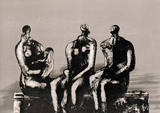 Three seated Figures with Children 
