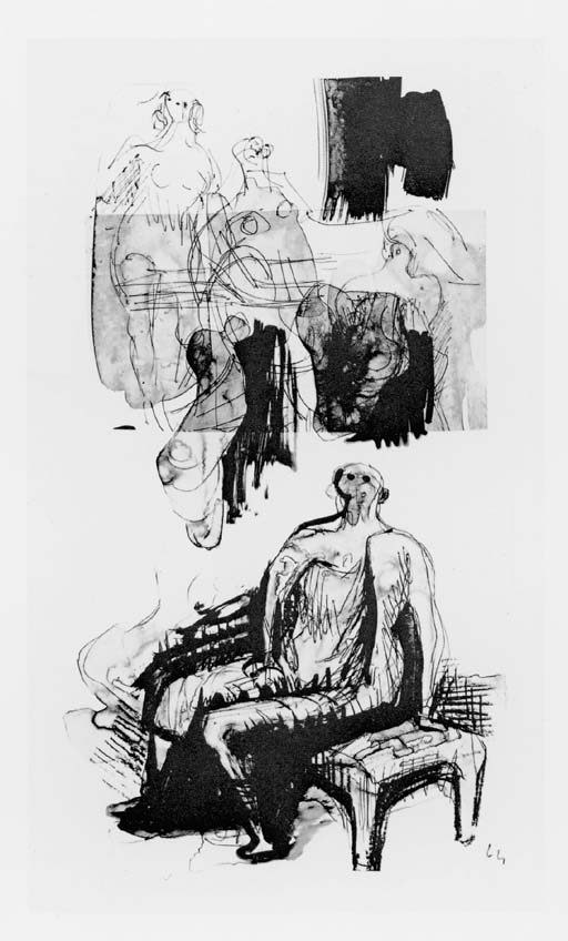 Woman seated on fireside Stool 
