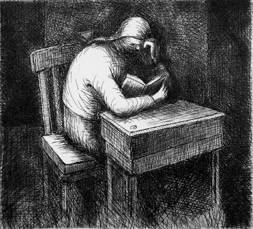 Girl doing Homework V 
