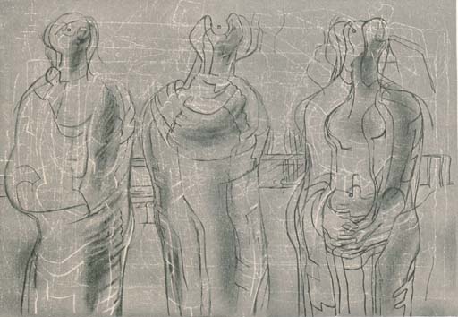 Three cloaked Figures I 
