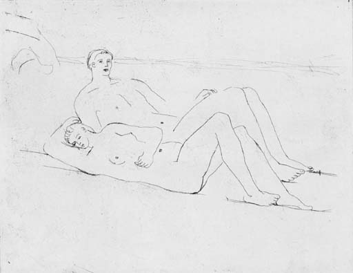 Reclining Figures on Beach 

