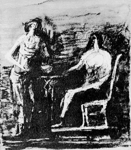 Two Figures at a Table 
