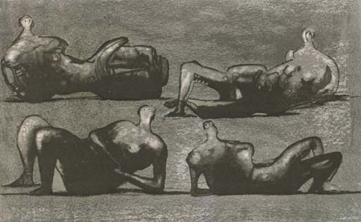 Four reclining Figures with architectural Background 
