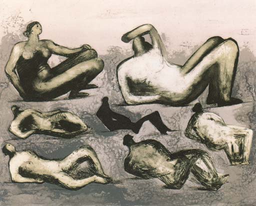 Seven reclining Figures 
