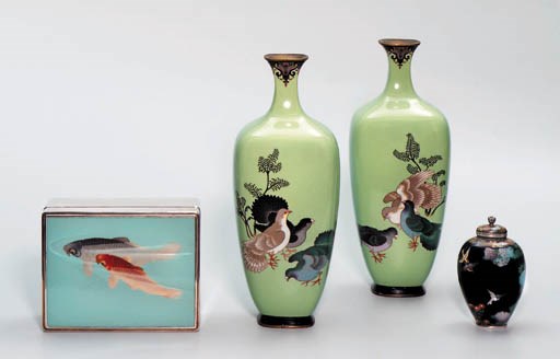 A Silver and Moriage [relief] enamel Covered Box , MEIJI/TAISHO PERIOD ...