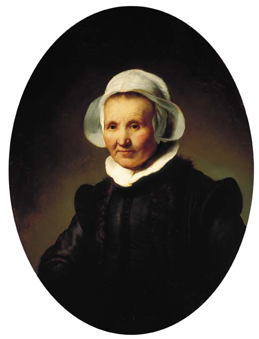 Portrait of a lady, aged 62, perhaps Aeltje Pietersdr. Uylenburgh, wife of Johannes Cornelisz. Sylvius, half-length, in black costume and a cap and collar
