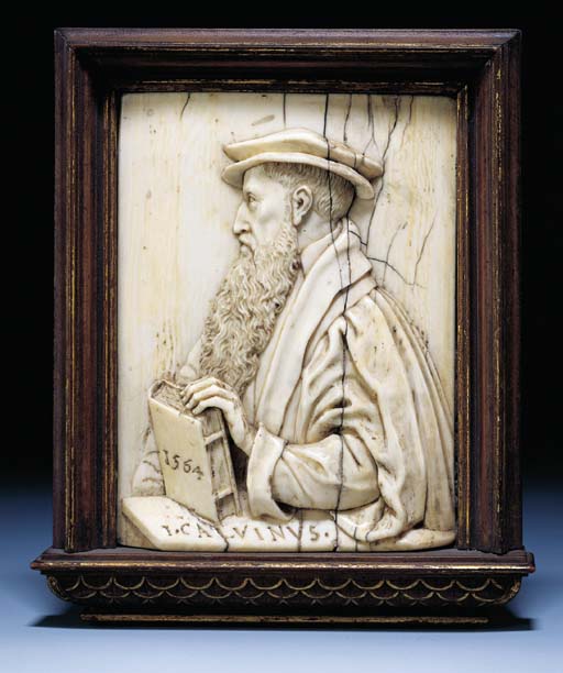 A RECTANGULAR CARVED IVORY PORTRAIT RELIEF OF JOHN CALVIN Christie's