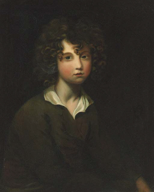 Portrait of a young boy, half-length, in a brown jacket 
