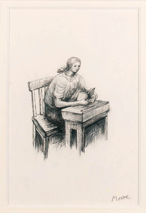 Mary doing her homework 
