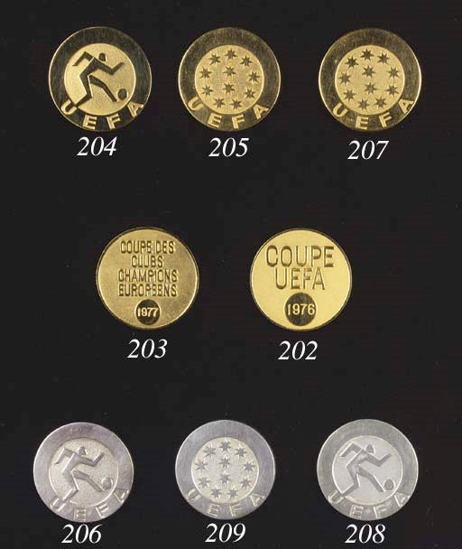 A yellowmetal European Cup winners Medal, the obverse inscribed UEFA