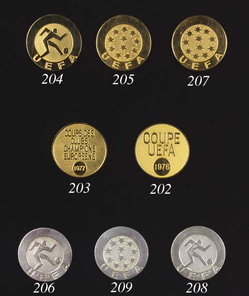 A yellowmetal European Cup winners Medal, the obverse inscribed UEFA, the reverse inscribed