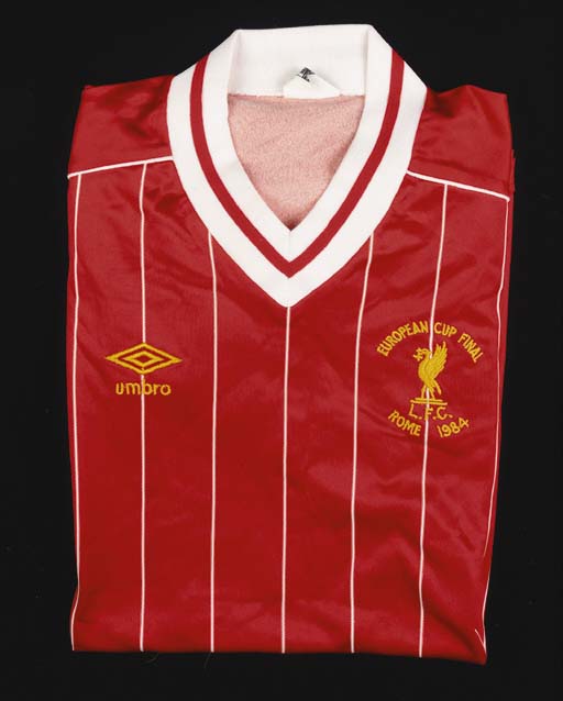 A red and white pinstripe Liverpool European Cup final 1984 short
