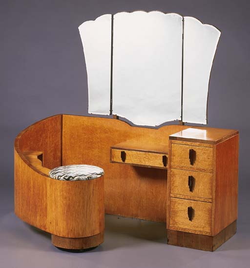 A Birds Eye Maple And Walnut Dressing Table English Circa 1935