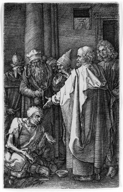 St. Peter and St. John Healing the Cripple, from The Engraved Passion (B. M. Holl. 18)
