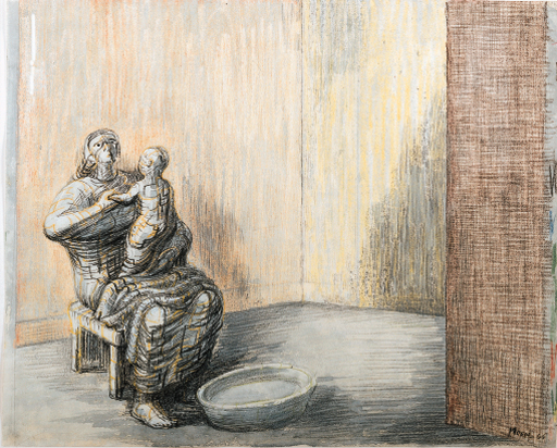 Mother Preparing Child for Bath 

