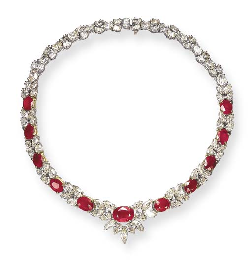 A RUBY AND DIAMOND NECKLACE | Christie's