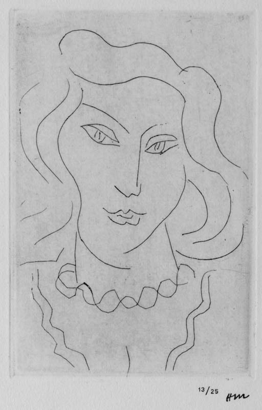 Tête de jeune femme au collier en torsade (D. 307) 
